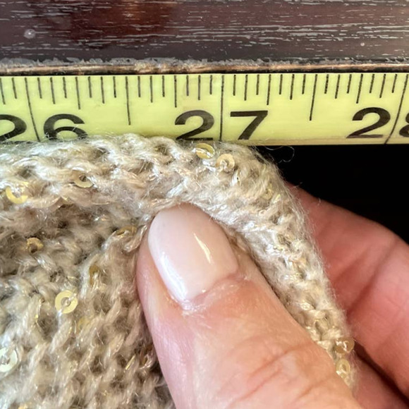 ALLEN B by Allen Schwartz Womens Sweater Medium Gold Knit Shimmery Crew Neck Zip - Picture 9 of 12